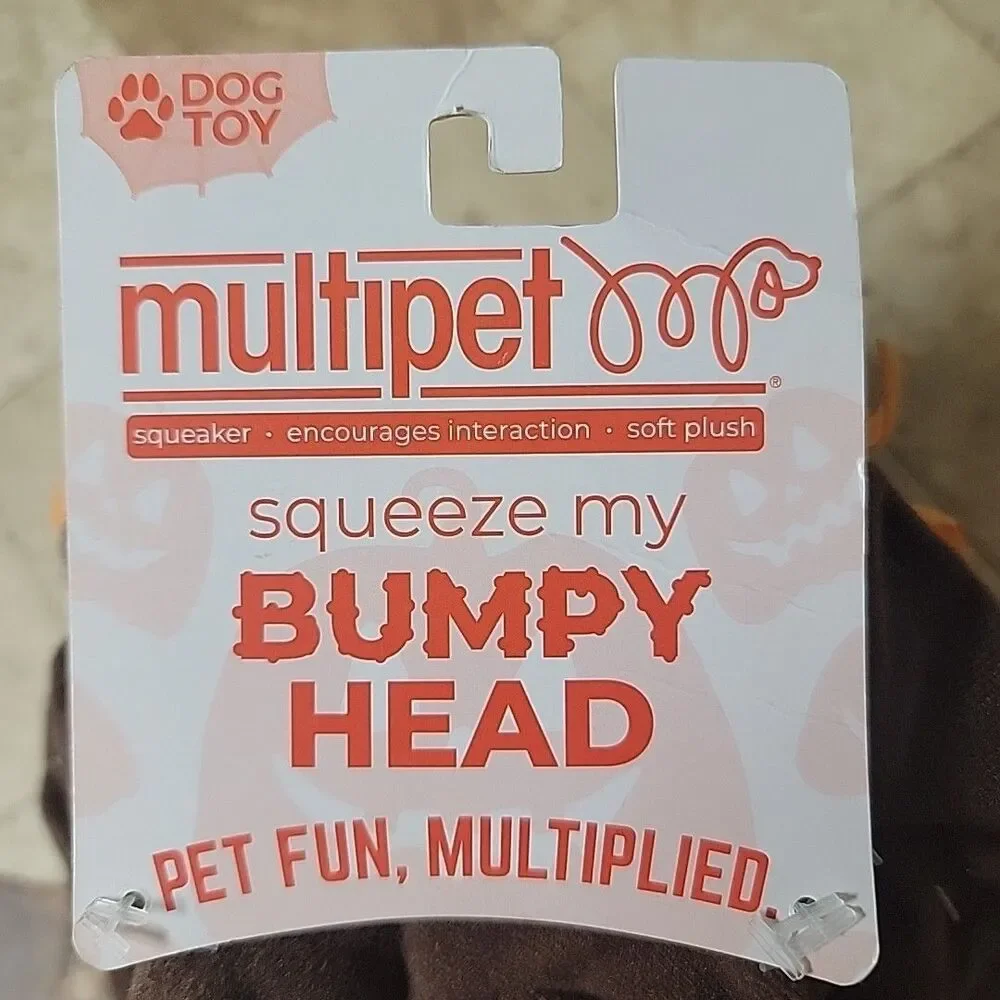 Multipet Scarecrow Bumpy Head 4.5” Dog Toy With Squeaker NEW